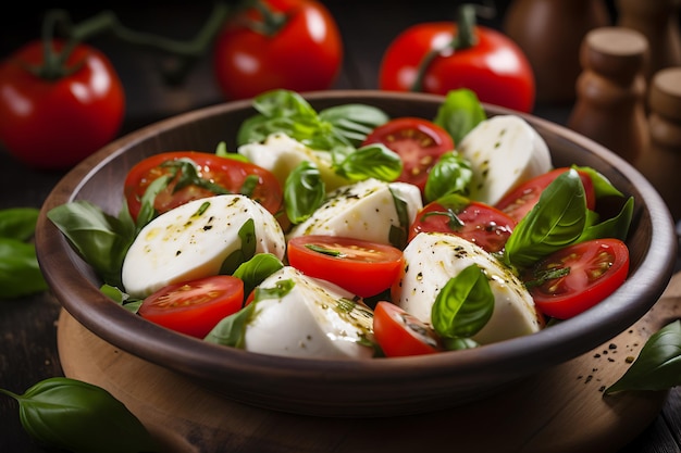 Photo salad with mozarella cheese