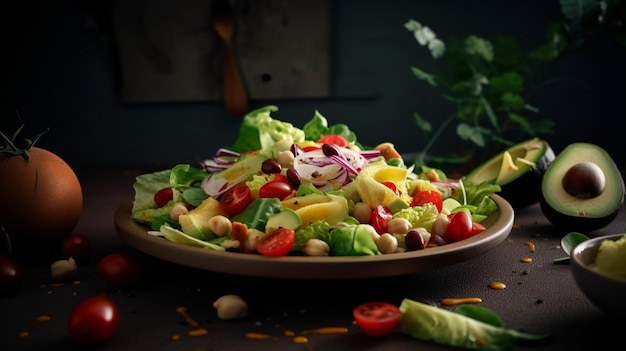 A salad with a salad on a plate