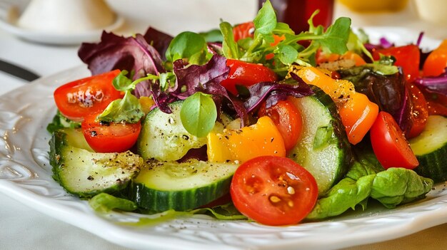 a salad with tomatoes cucumber and cucumber