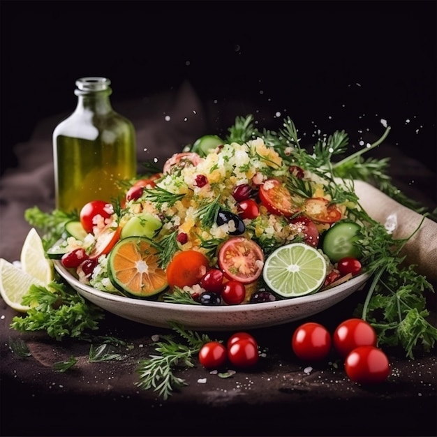 Salad with Tomatoes Cucumbers and Quinoa