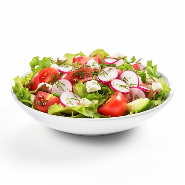 Salad with white background high quality ultra hd