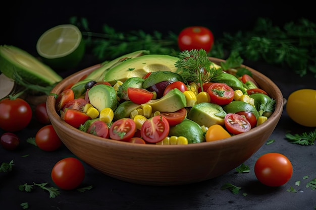 Salada fresca e colorida mistura de sabores generative IA