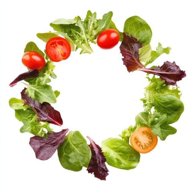 Salads border vegetables wreath leaves