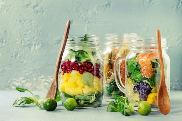 Salads in mason jars