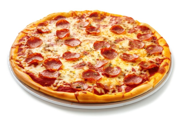 Salami Pizza on White Background