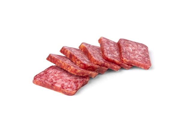 Salami sausage isolated on white