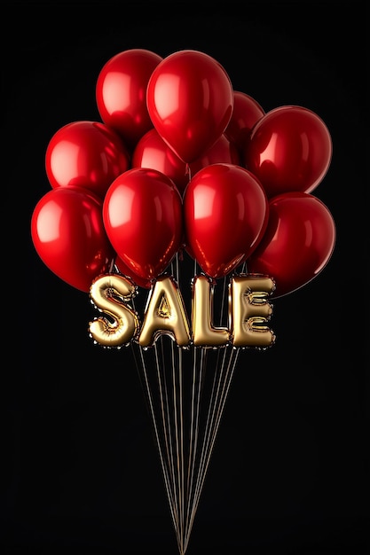 SALE balloons letters and red balloons solid background retail discount promotion black friday