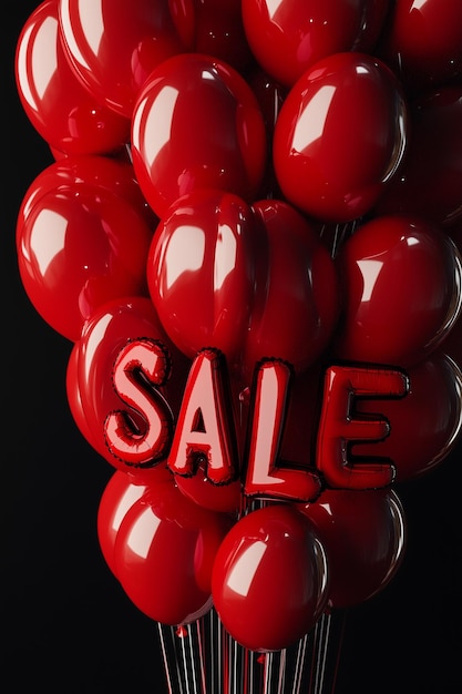 SALE balloons letters and red balloons solid background retail discount promotion black friday