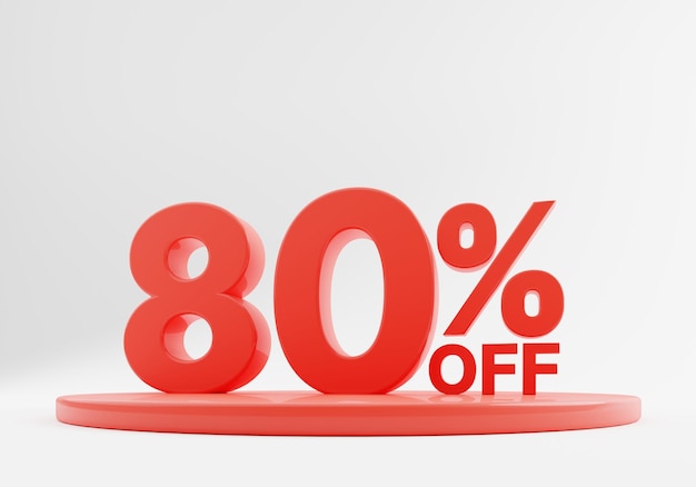 Sale, discount sets product emblem with percentage sell-off 3D illustration