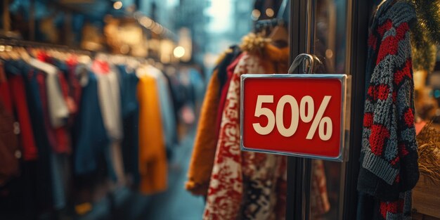 Photo sale display at a clothing store