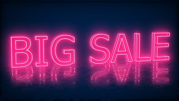 Sale neon sign banner for promo. Concept of sale and clearance. illustration.