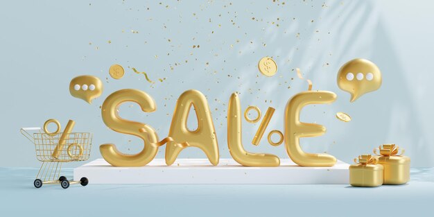 Sale podium Sales banner template design sale and discount background 3d illustration