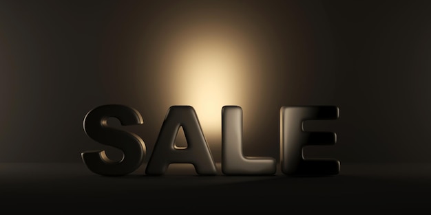 SALE Symbol on dark studio background with lights. Big Discount and Sale Concept