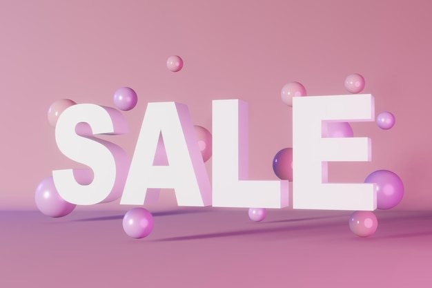 Photo sale text discount banner hot offer best price 3d rendering card pink background neon light purple levitating spheres