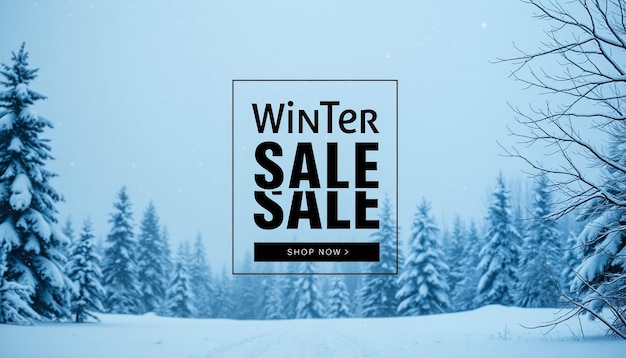 Sale Text in Snow Sales Winter Concept 3D Rendering