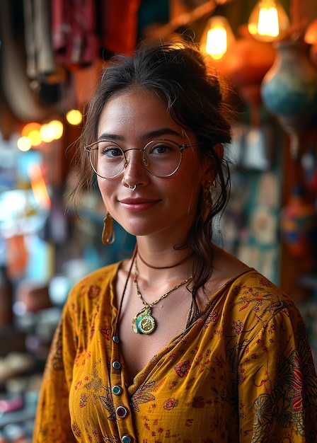 a sales girl standing in a store