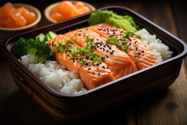 Salmon Bento box ai generated