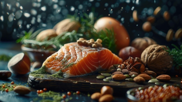 Salmon on cutting board