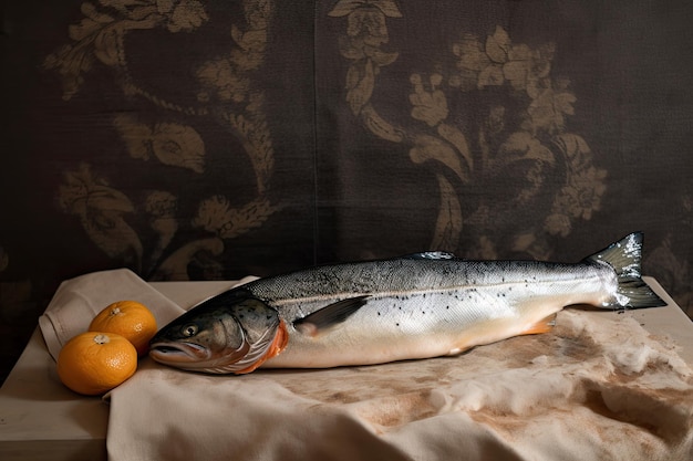 Salmon fish still life