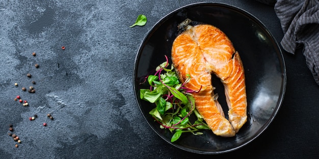 salmon fried fish in a plate grilled seafood omega vitamin