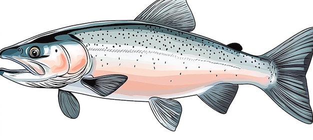 Photo salmon illustration digital art isolated white background