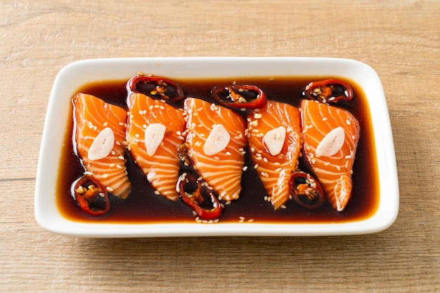 Salmon marinated Shoyu or Salmon Pickled Soy Sauce