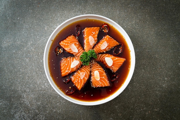 Salmon marinated Shoyu or Salmon Pickled Soy Sauce