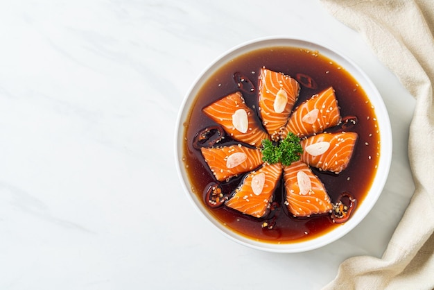 Salmon marinated Shoyu or Salmon Pickled Soy Sauce