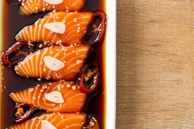 Salmon marinated Shoyu or Salmon Pickled Soy Sauce