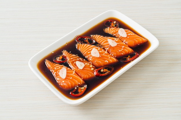 Salmon marinated Shoyu or Salmon Pickled Soy Sauce