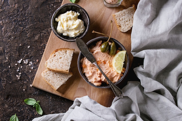 Salmon pate with red caviar