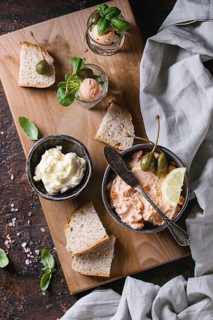 Salmon pate with red caviar