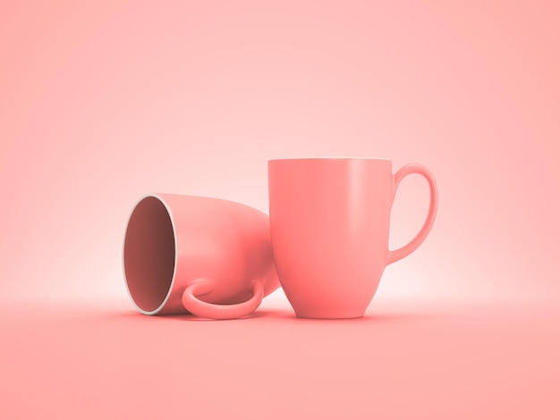 Salmon Pink coffee cup. mug for mockup on salmon Pink color background