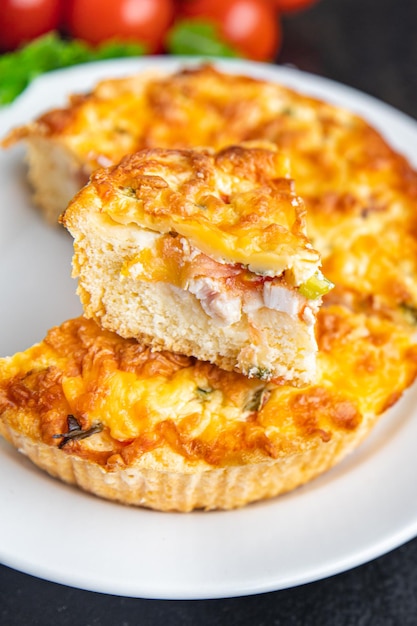 Salmon quiche lauren savory pie filling meal snack on the table copy space food background