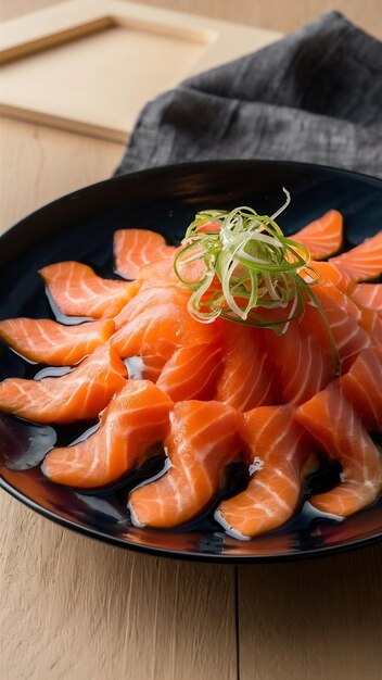 Salmon sashimi with shoyu sauce