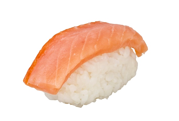 Salmon sushi with white background