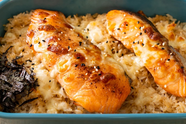 Salmon with spicy miso rice bowl