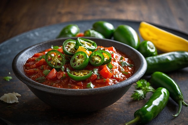 Photo salsa with roasted peppers and fresh herbs