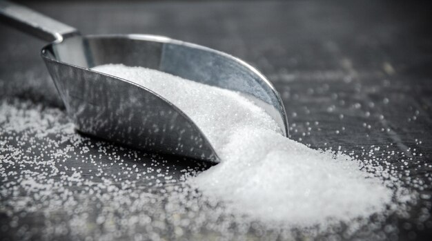 Salt background On a black table