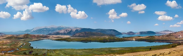 Salt Butrint lake panorama Albania