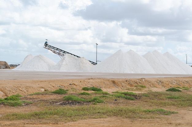 Salt mountains in Manaure in the Colombian Guajira Copy space