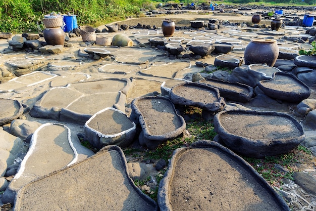 Salt pan. With a history of more than a thousand years, Hainan, China.