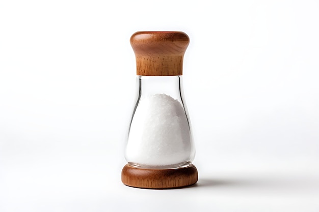 Salt shaker on white background