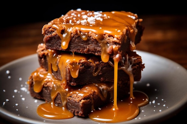 Salted Caramel Brownies yummy delicious pastry food image photography