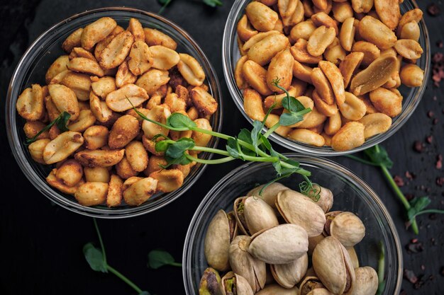 Salted nuts pistachios and peanuts for beer