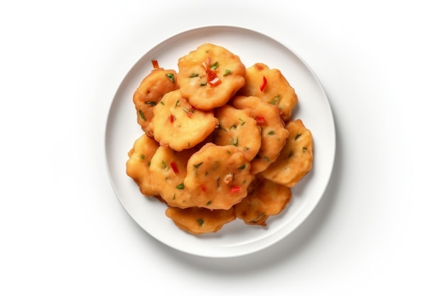 Saltfish Fritters Jamaican Cuisine Top View Isolated on Transparent Background AI