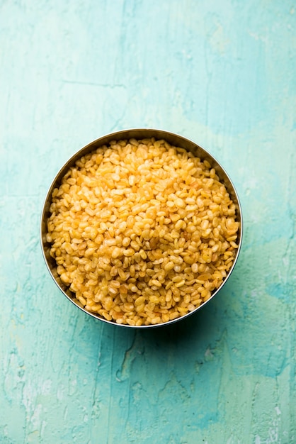 Salty and Fried Moong Dal or crispy Mung Namkeen served in a bowl, selective focus