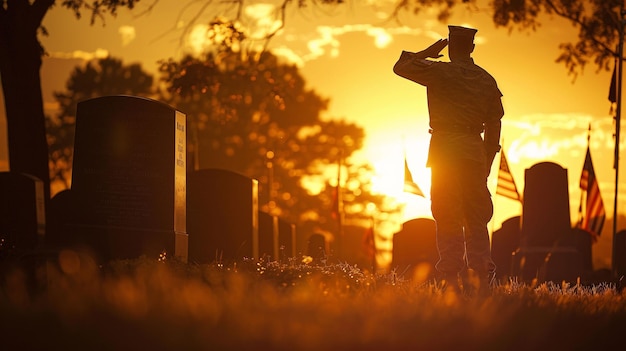 Photo salute to the fallen at golden hour