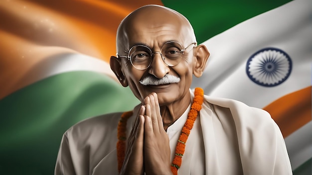 Photo saluting the father of the nation gandhi jayanti inspires unity and nonviolence in every heart