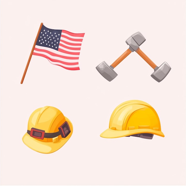 Photo saluting hard work icons of american labor day pride